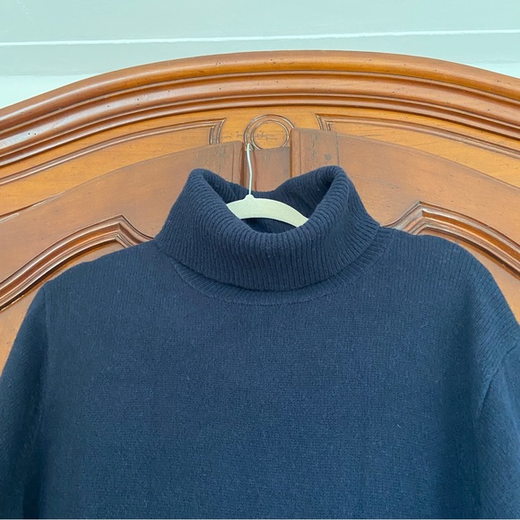 Uniqlo 100% Wool Navy Turtleneck Balloon Sleeve Midi Sweater Dress - Picture 6 of 9